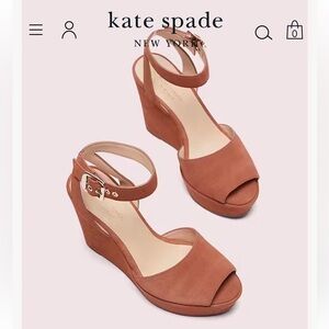 Kate Spade  Suede Wedge
Sandals Color is Coral Called  Dark Tawny Size 7.5